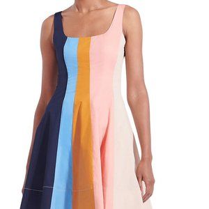 STAUD Wells Stripe Fit & Flare Minidress